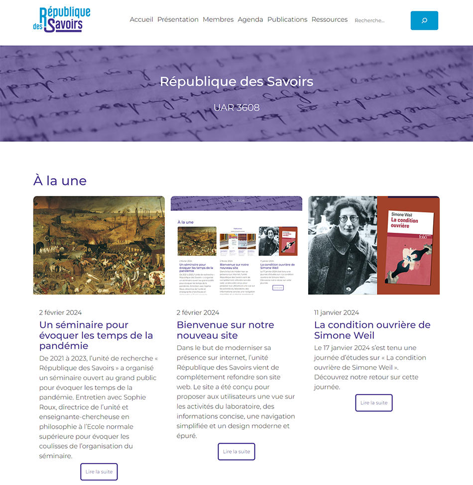 Bienvenue sur le nouveau site de République des Savoirs